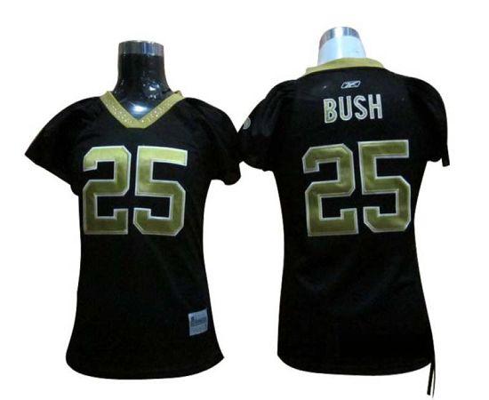 Saints #25 Reggie Bush Black Women's Field Flirt Stitched NFL Jersey